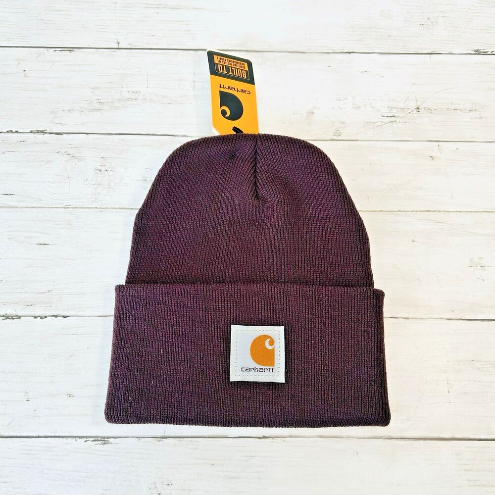 NWT Carhartt Cuffed Unisex Brown Maroon Plum Knit Cuffed Watch Knit Beanie A18